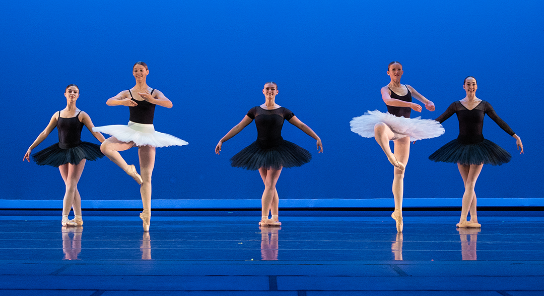 Trainees in Ballet on stage performing